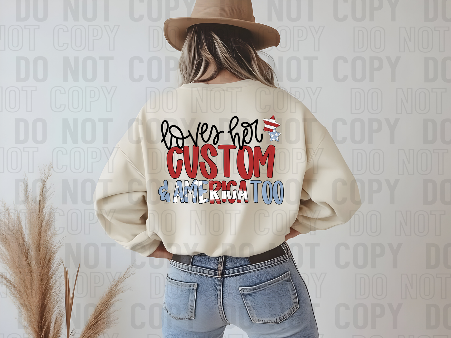 Loves Her & America Too Custom Name DTF Transfer