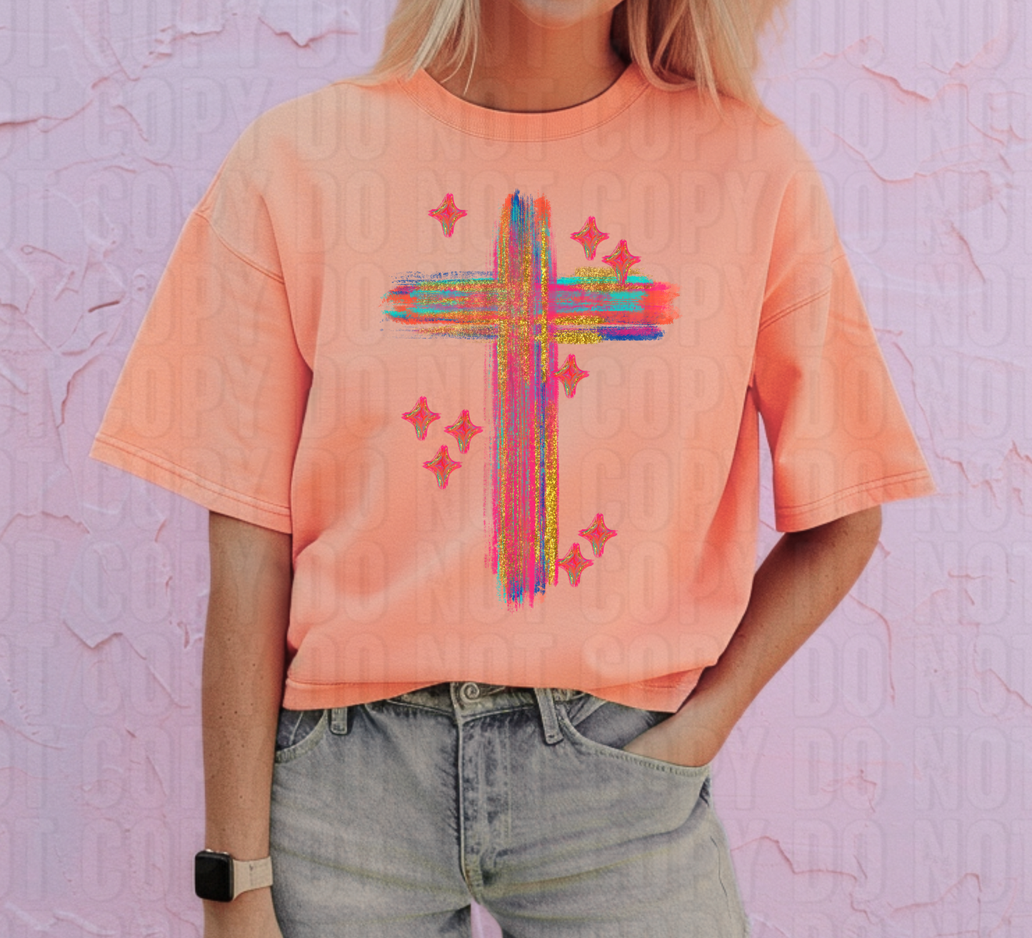 Neon Brush Cross DTF Transfer