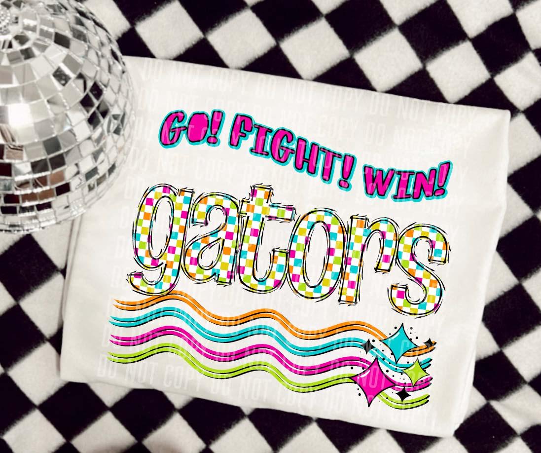 Gators Neon Checks Go Fight Win DTF Transfer