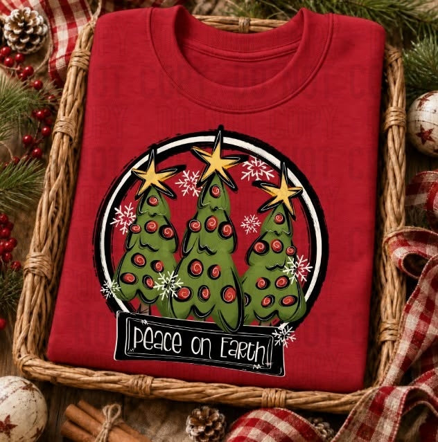 Peace On Earth Christmas Tree DTF Transfer