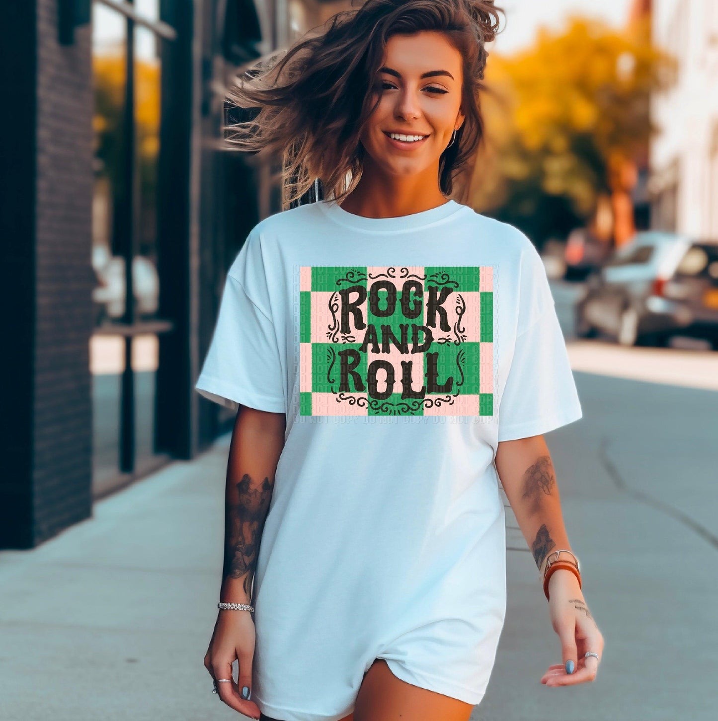 Rock And Roll Checkered DTF Transfer