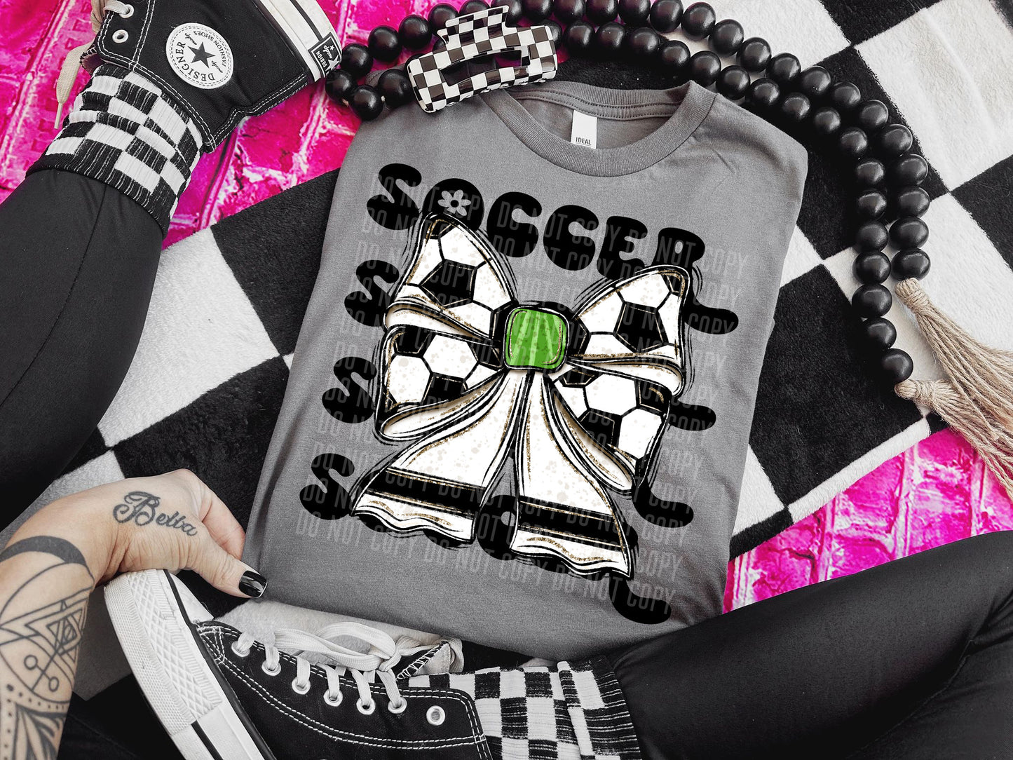 Soccer Bow Stone Stacked DTF Transfer