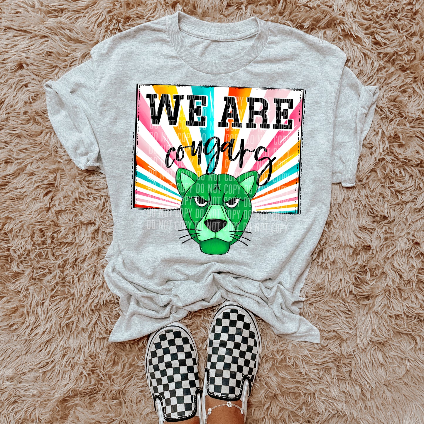 We Are Cougars Green Starburst Mascot DTF Transfer