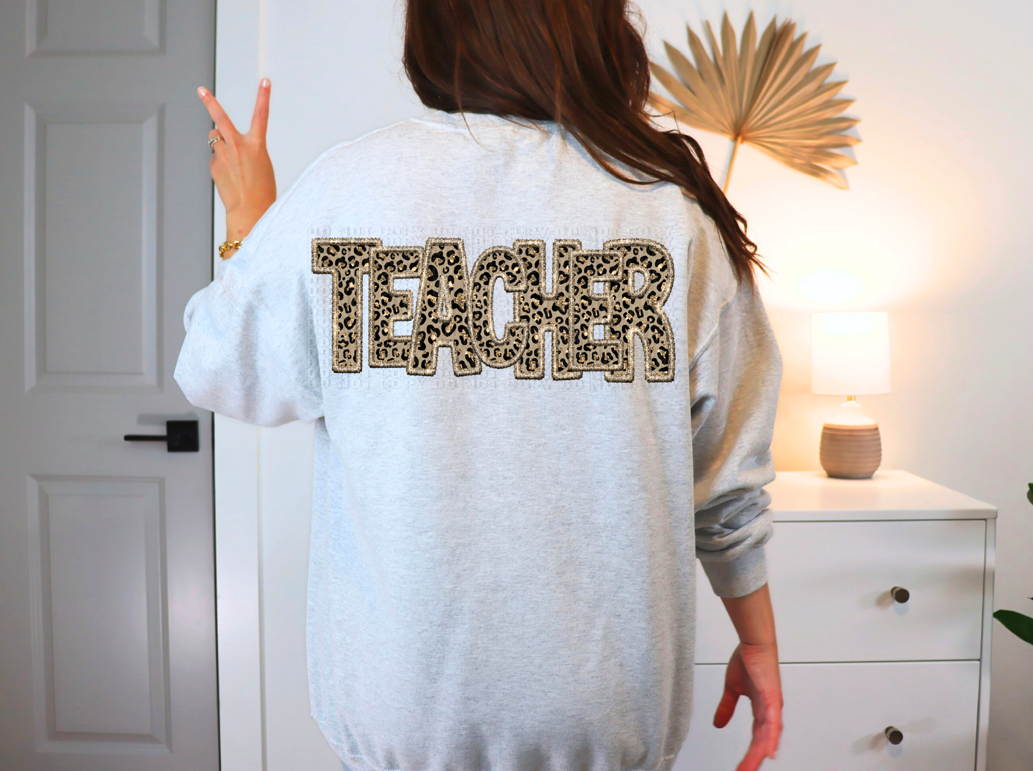Teacher Sparkly Cheetah Faux DTF Transfer