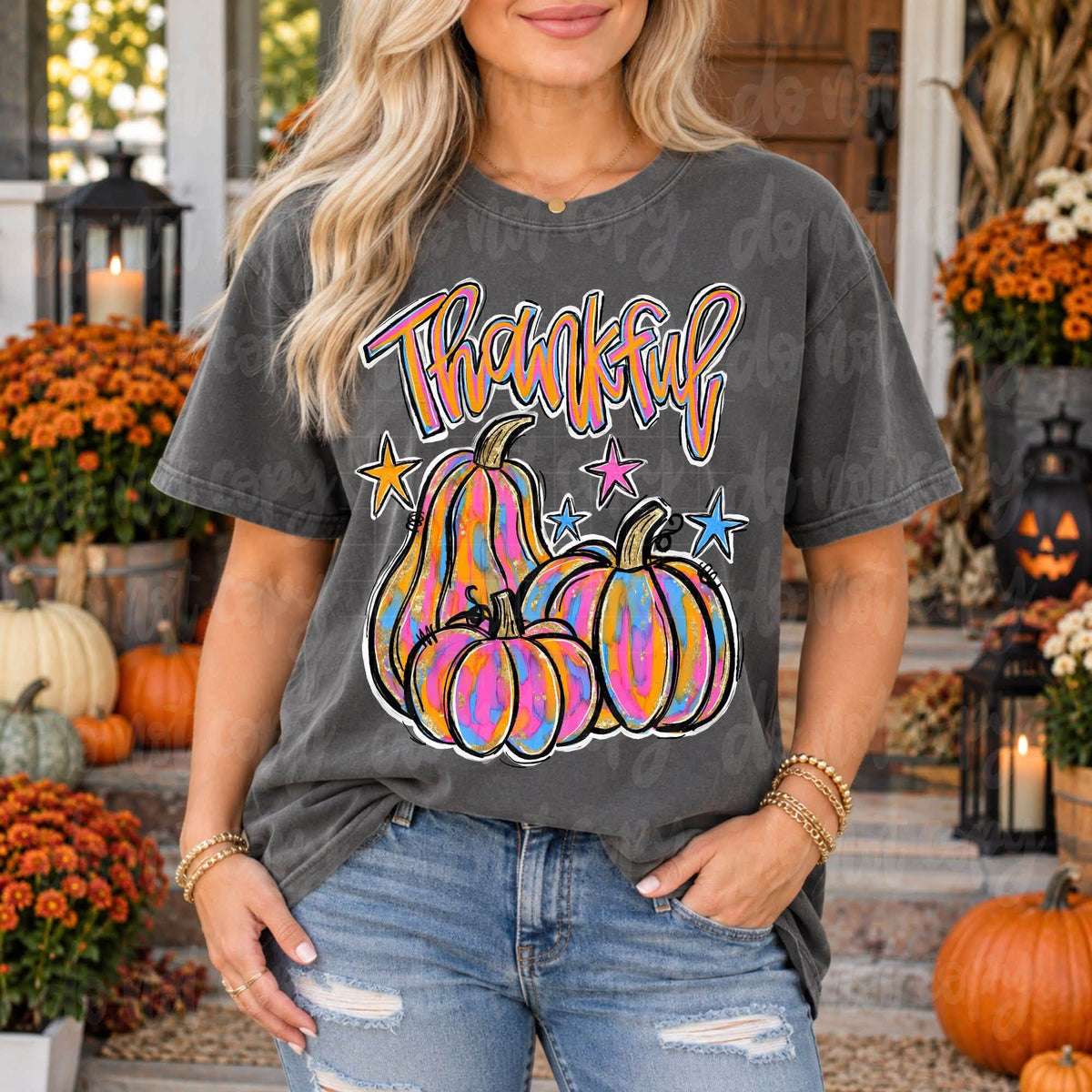 Thankful Brushstroke Pumpkins DTF Transfer