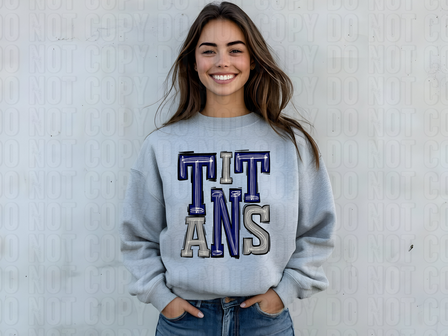 Titans Navy Grey Sporty Mascot DTF Transfer
