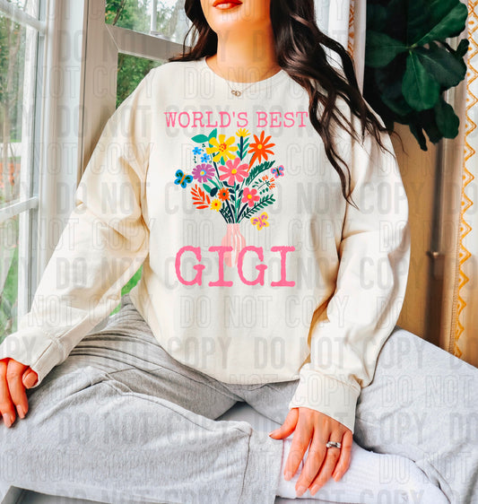 Worlds Best Gigi Floral DTF Transfer