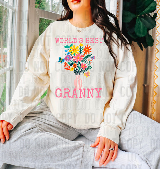 Worlds Best Granny Floral DTF Transfer