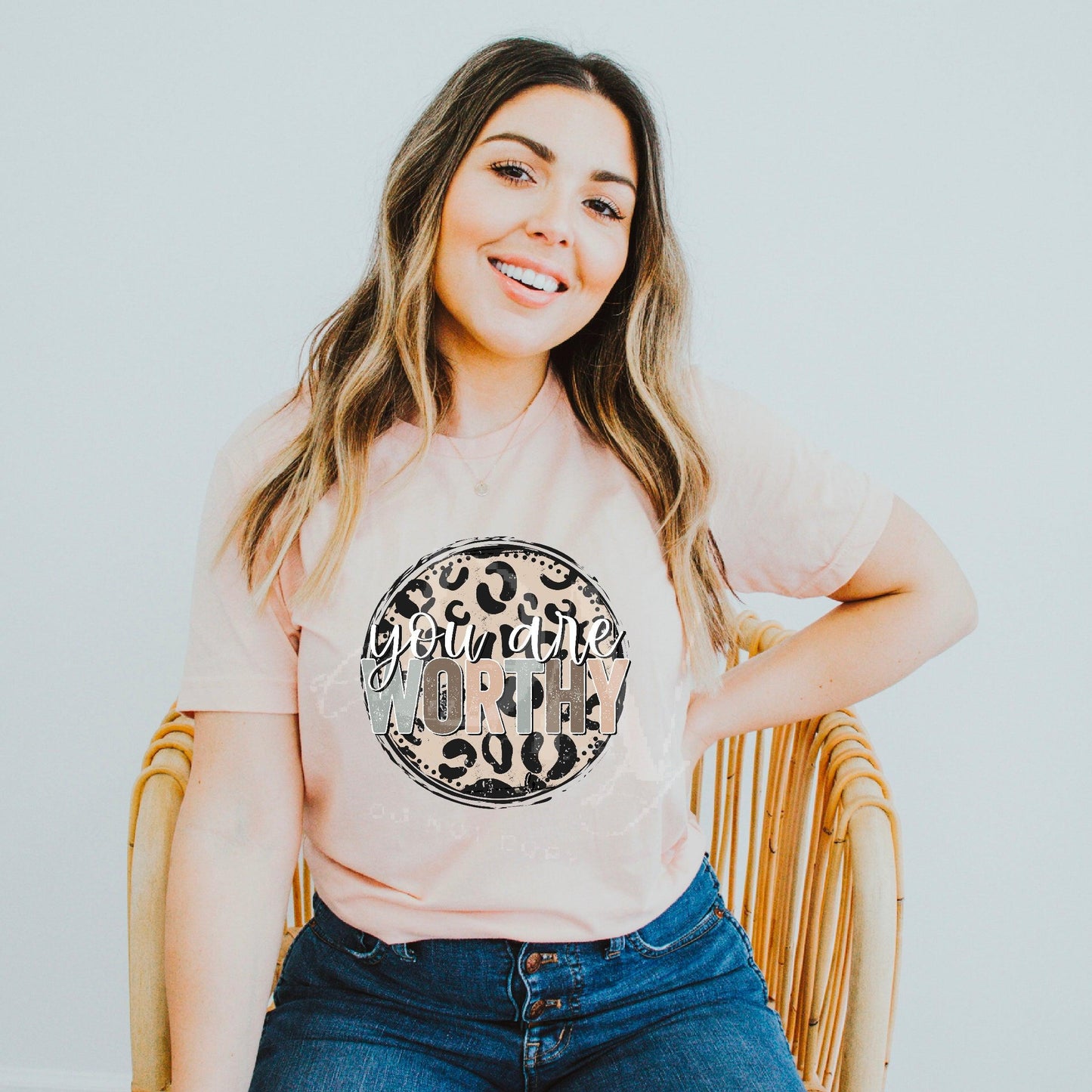 You Are Worthy Leopard Circle DTF Transfer