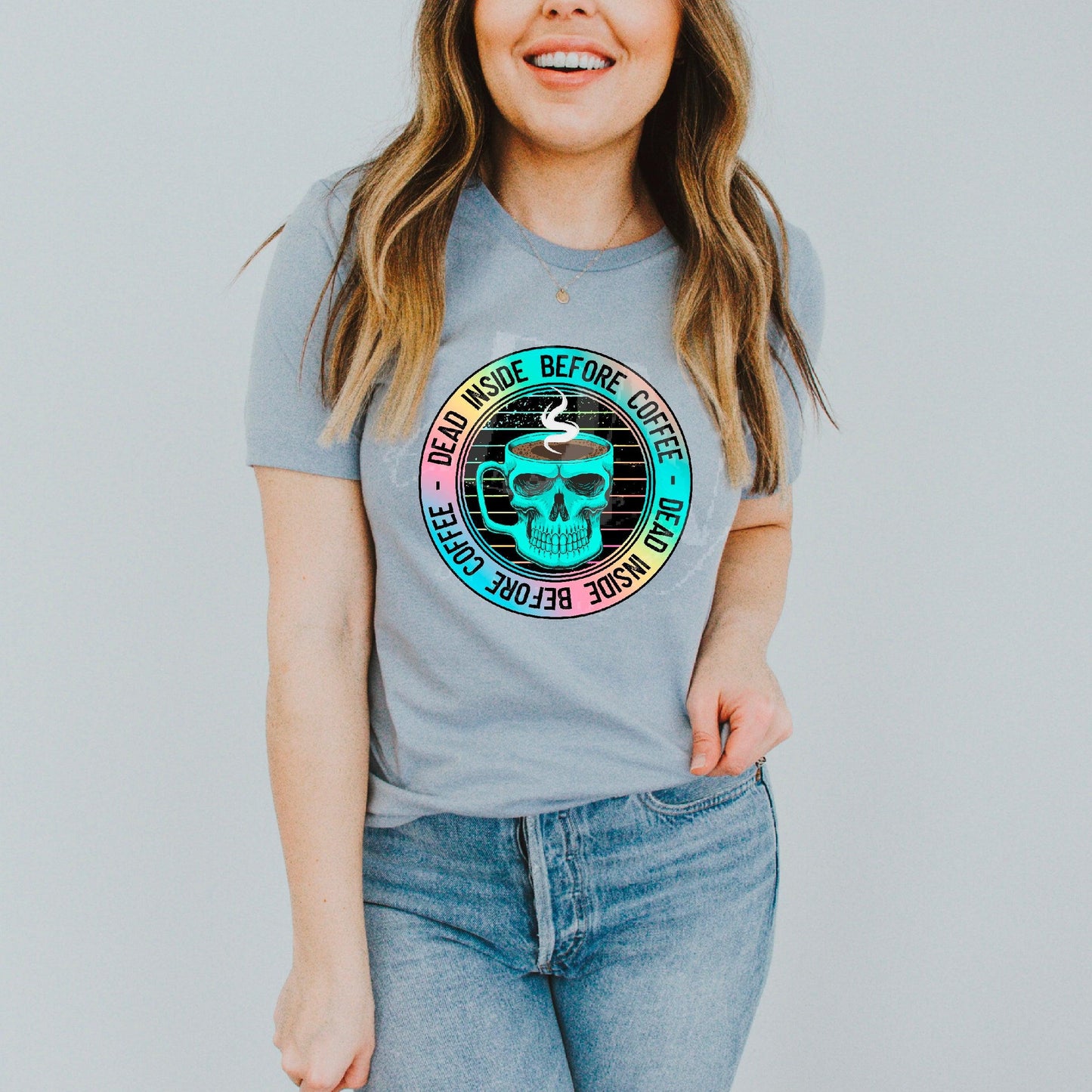 Dead Inside Before Coffee Circle DTF Transfer