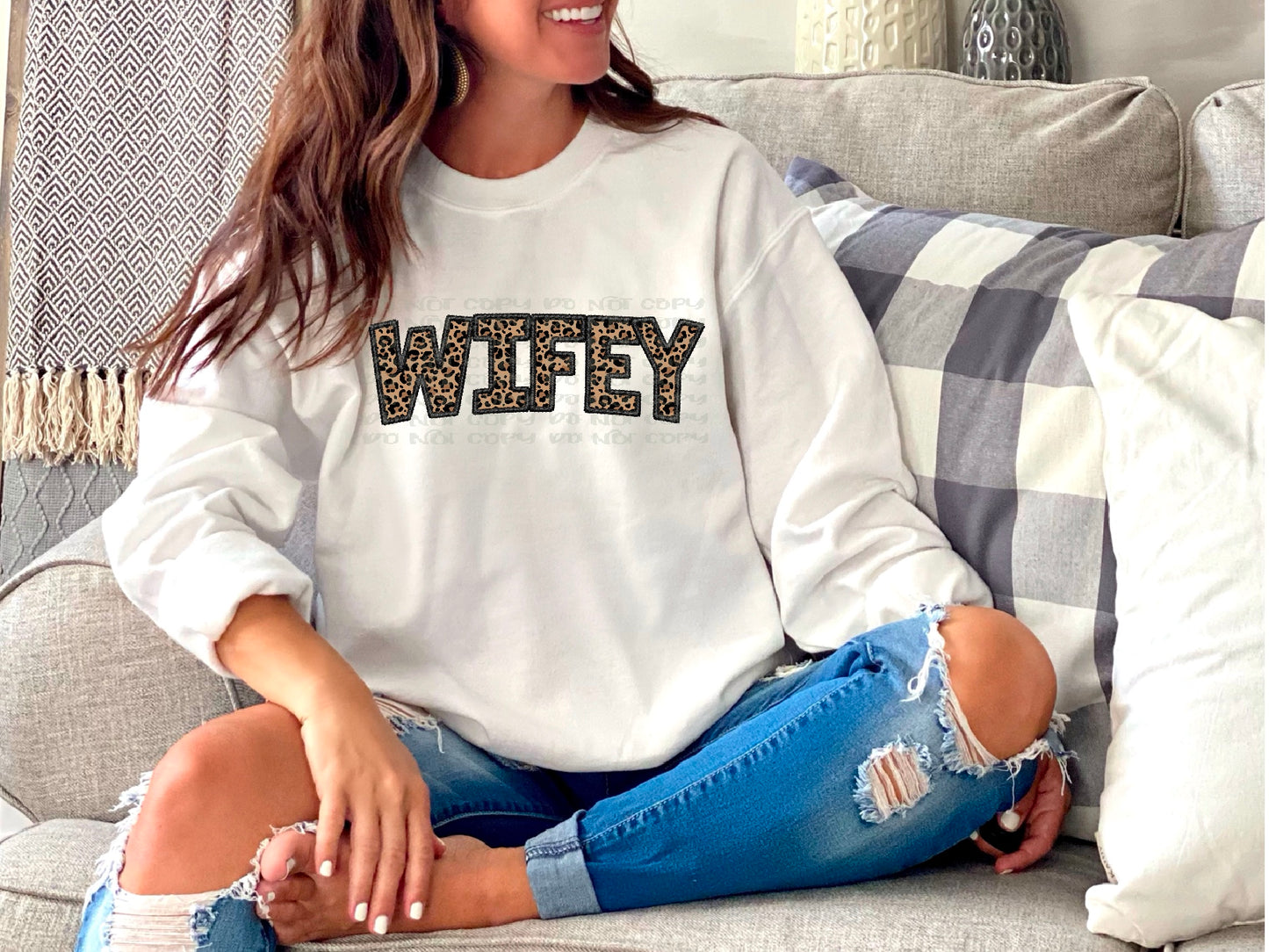 Wifey Leopard Faux Embroidery DTF Transfer