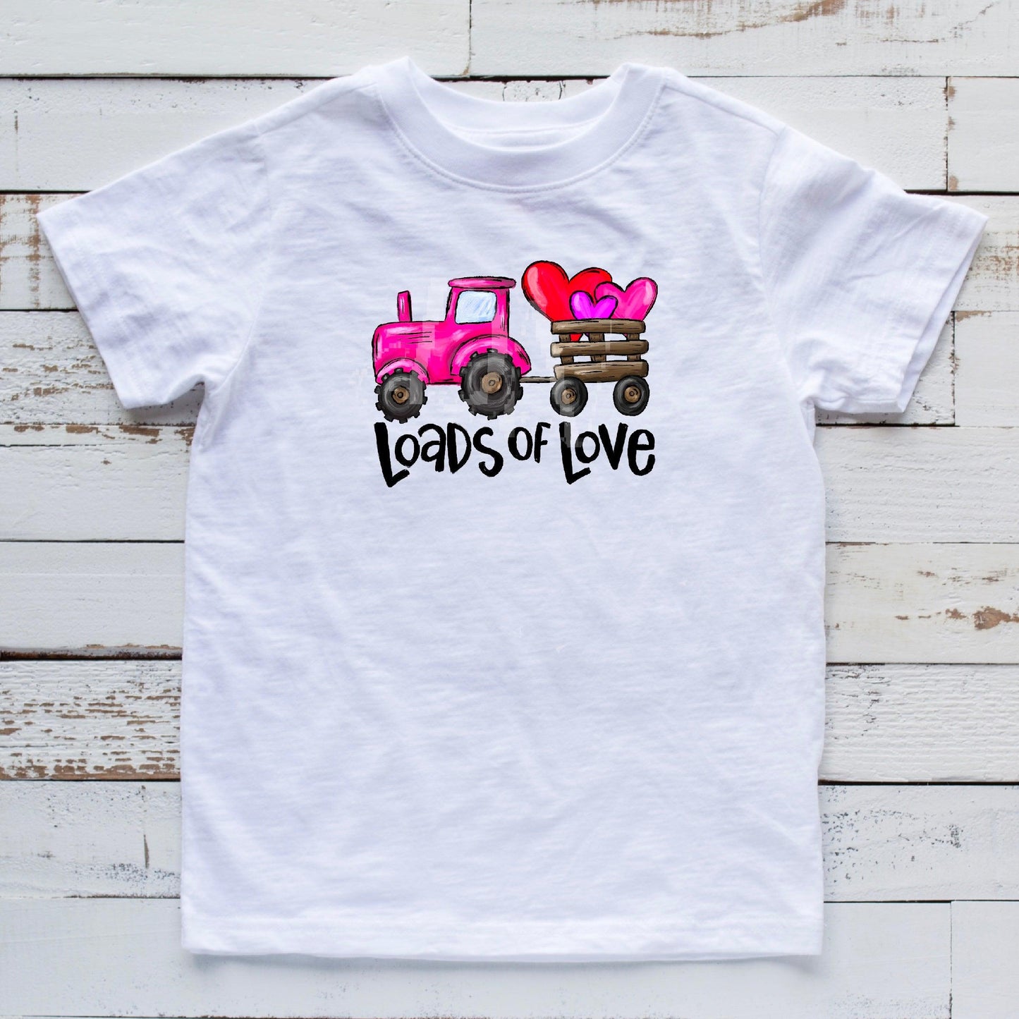 Loads Of Love Pink Tractor DTF Transfer