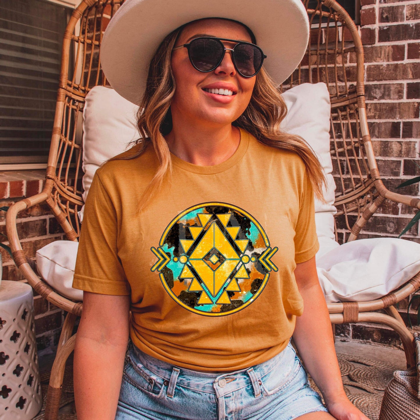 Yellow Western Circle DTF Transfer