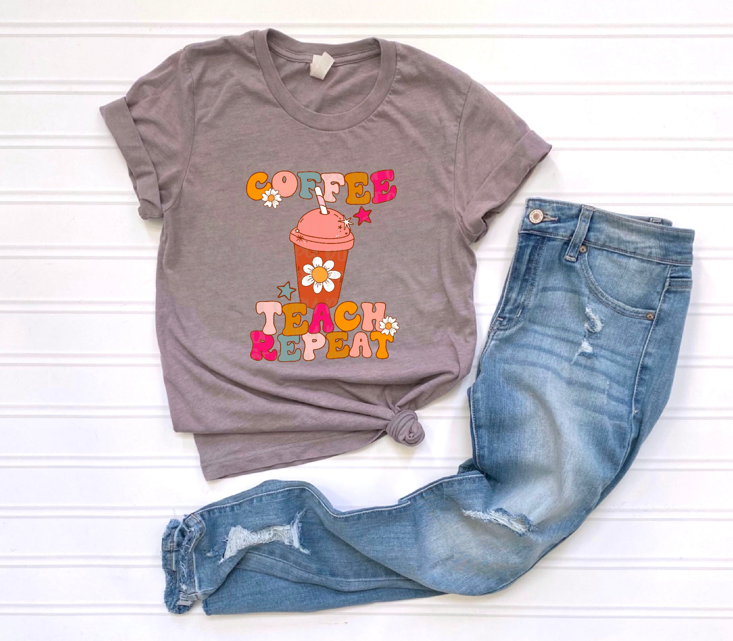 Coffee Teach Repeat DTF Transfer