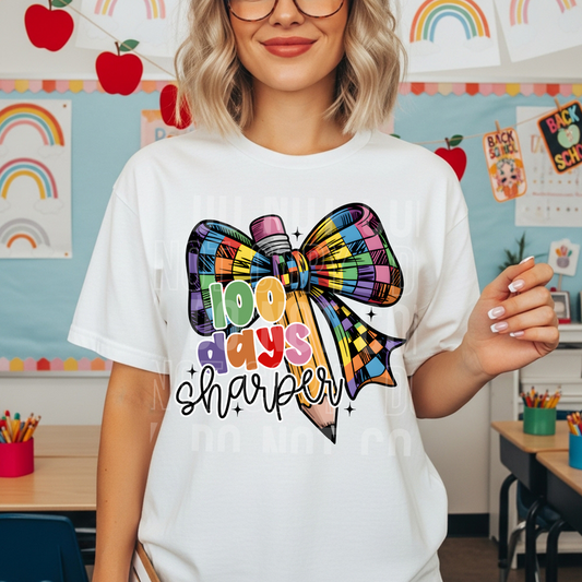 100 Days Sharper Checkered Bow DTF Transfer