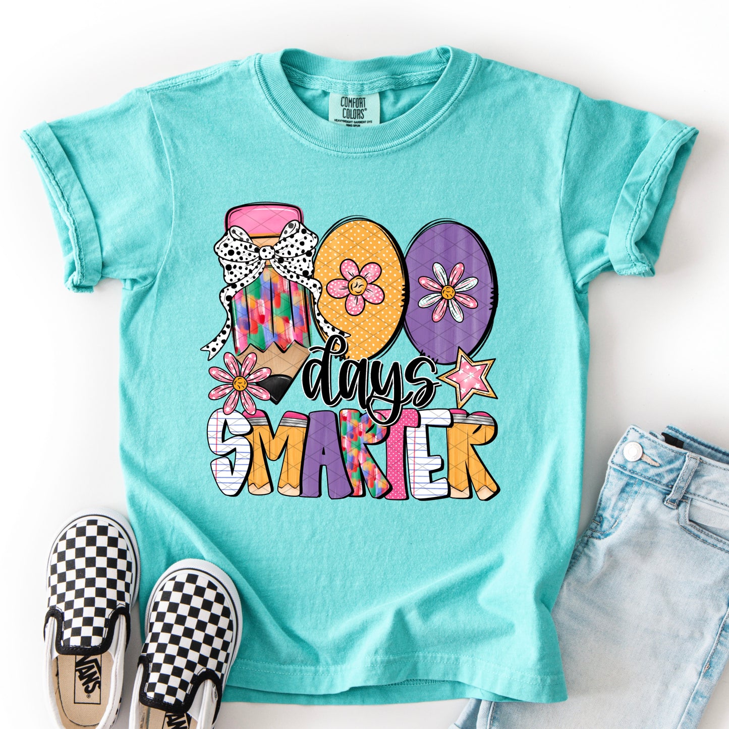 100 Days Smarter Girl Floral DTF Transfer
