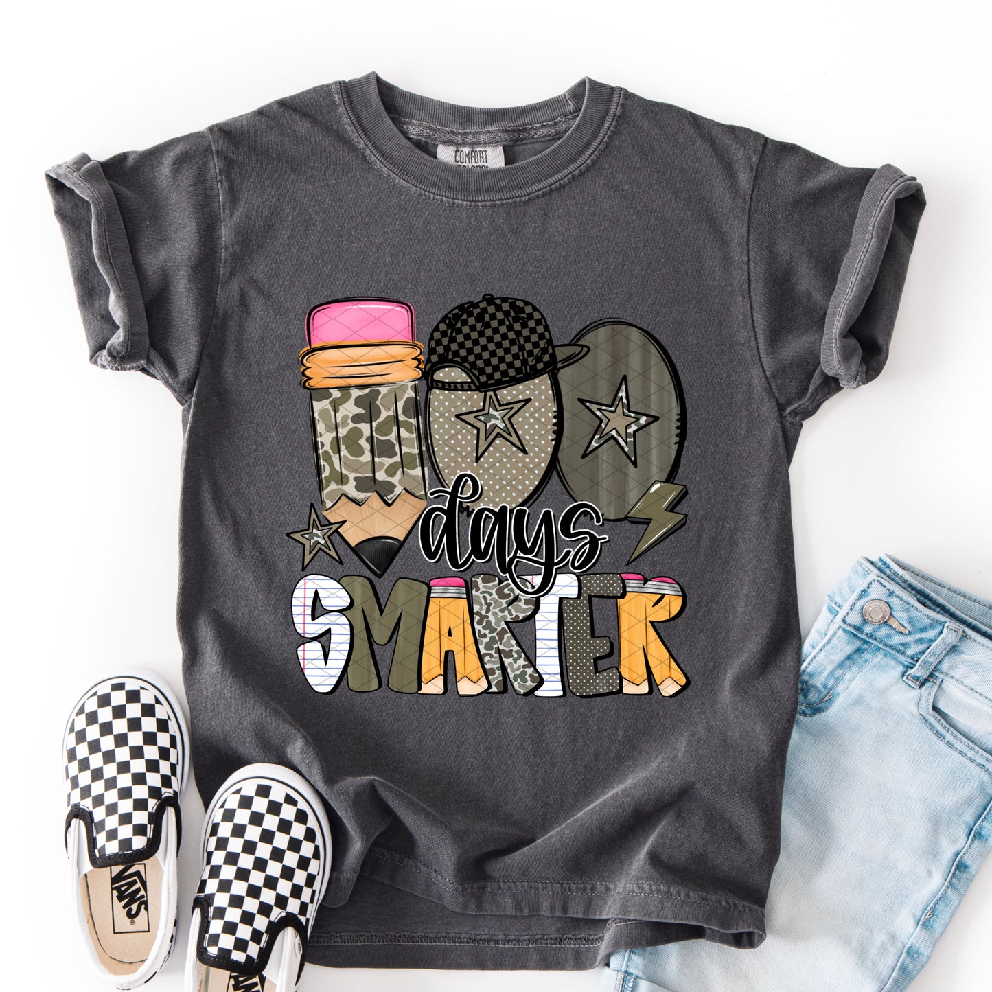 100 Days Smarter Boy Camo DTF Transfer