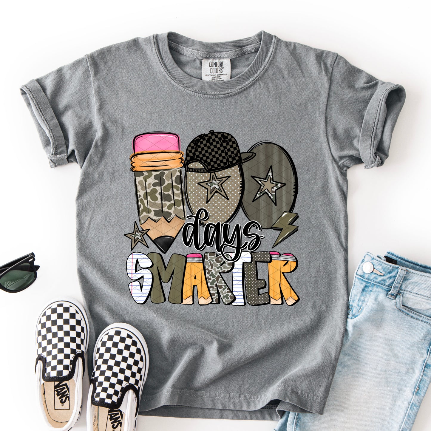 100 Days Smarter Boy Camo DTF Transfer