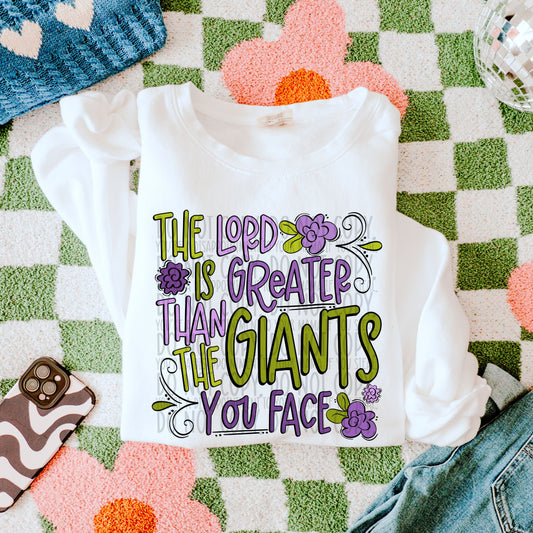 The Lord Is Greater Than The Giants DTF Transfer