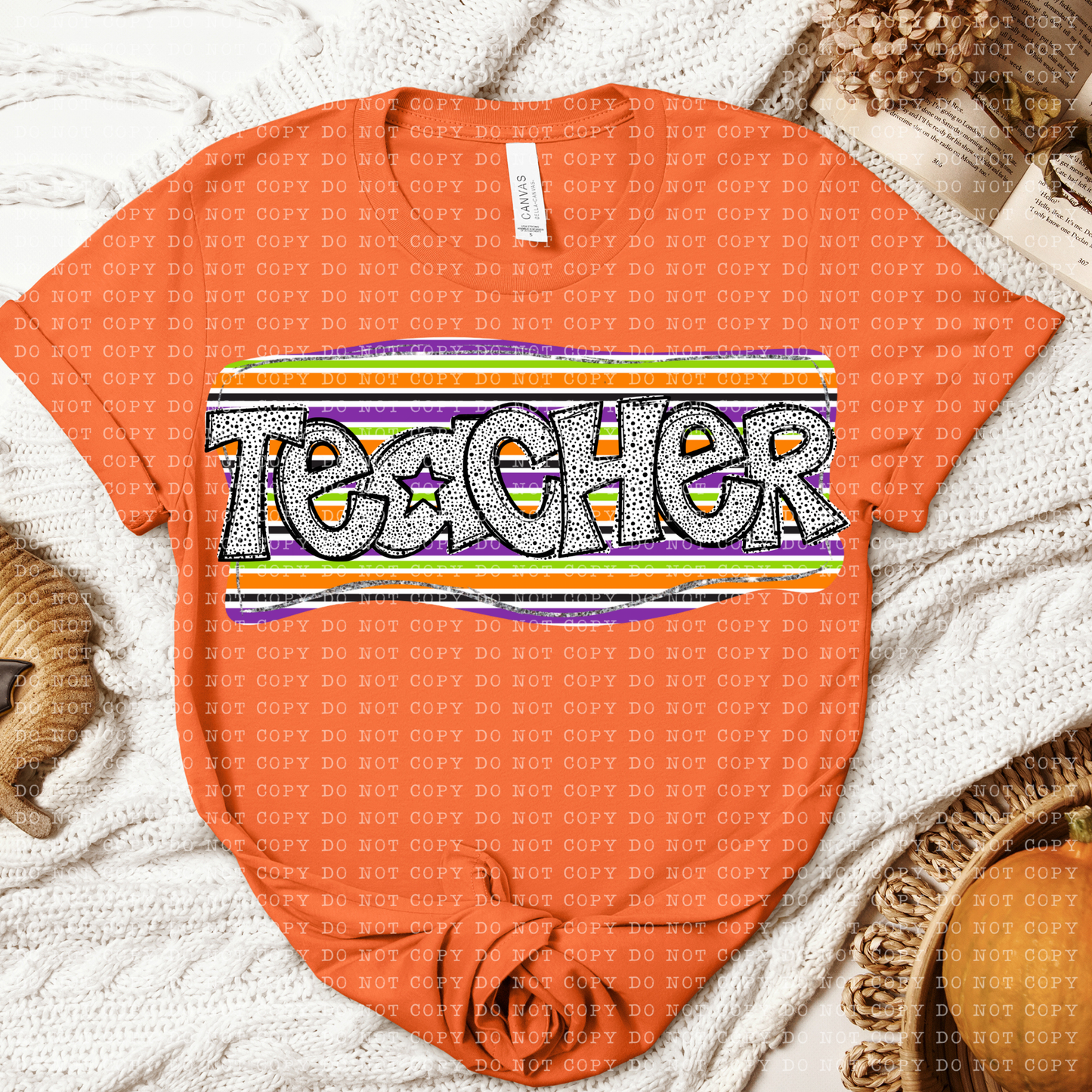 Teacher Halloween Dotted Name DTF Transfer