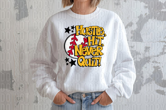 Hustle Hit Baseball Ath Gold DTF Transfer