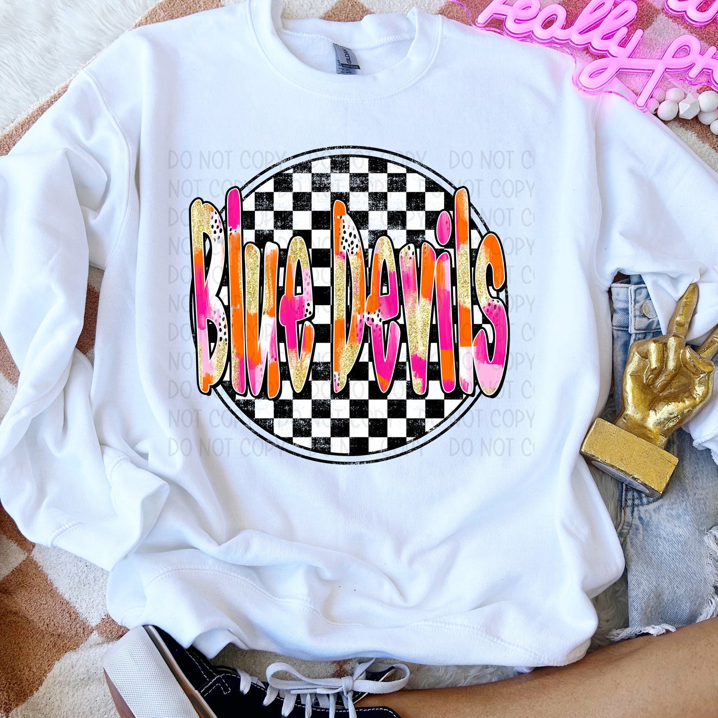 Preppy Checker Mascots DTF Transfer