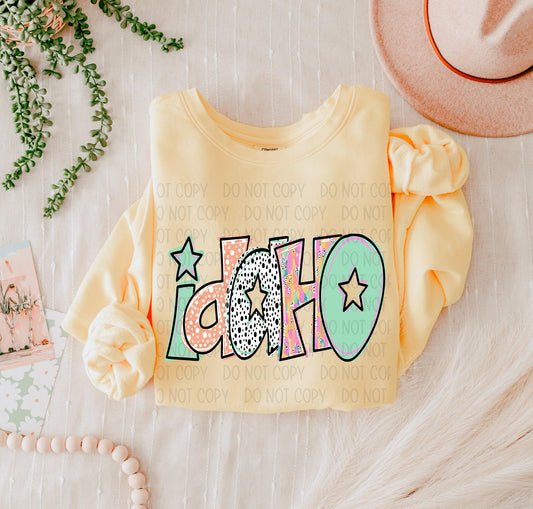 Idaho Bright Doodle State DTF Transfer