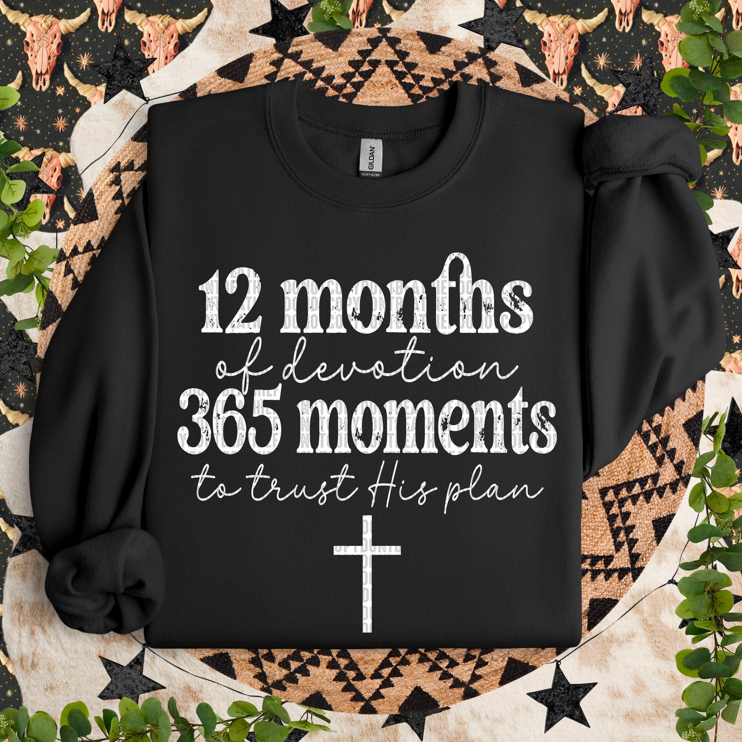 12 Months Of Devotion White Font DTF Transfer