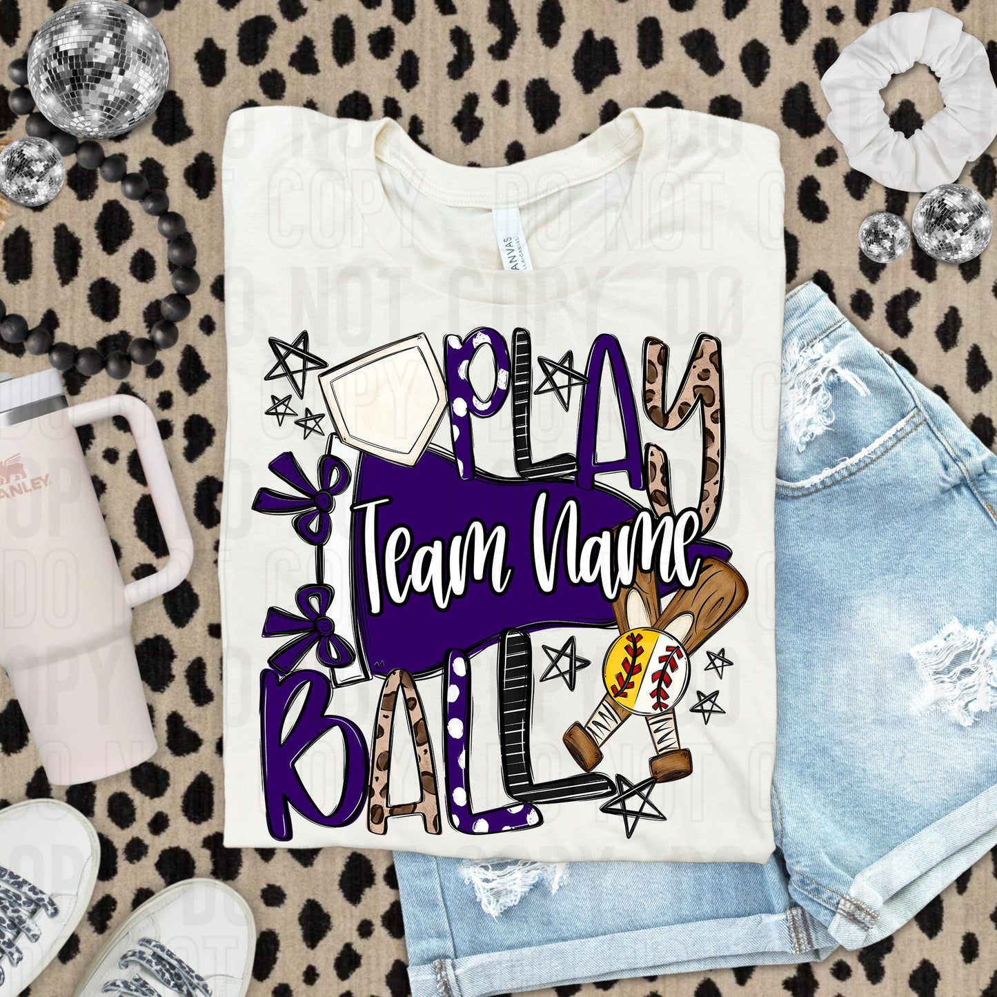 Play Ball Baseball Softball Or Both Custom Team Name DTF Transfer