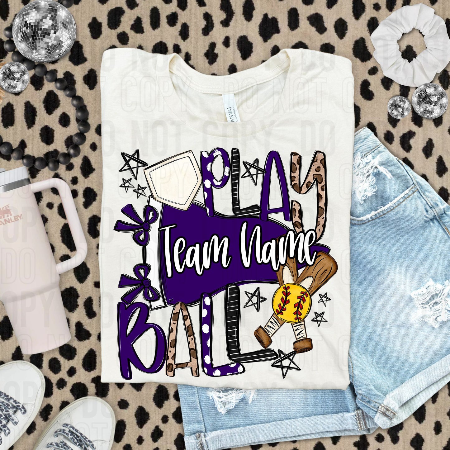 Play Ball Baseball Softball Or Both Custom Team Name DTF Transfer
