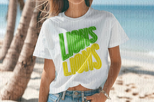 Lions Green Yellow DTF Transfer