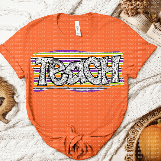 Teach Halloween Dotted Name DTF Transfer