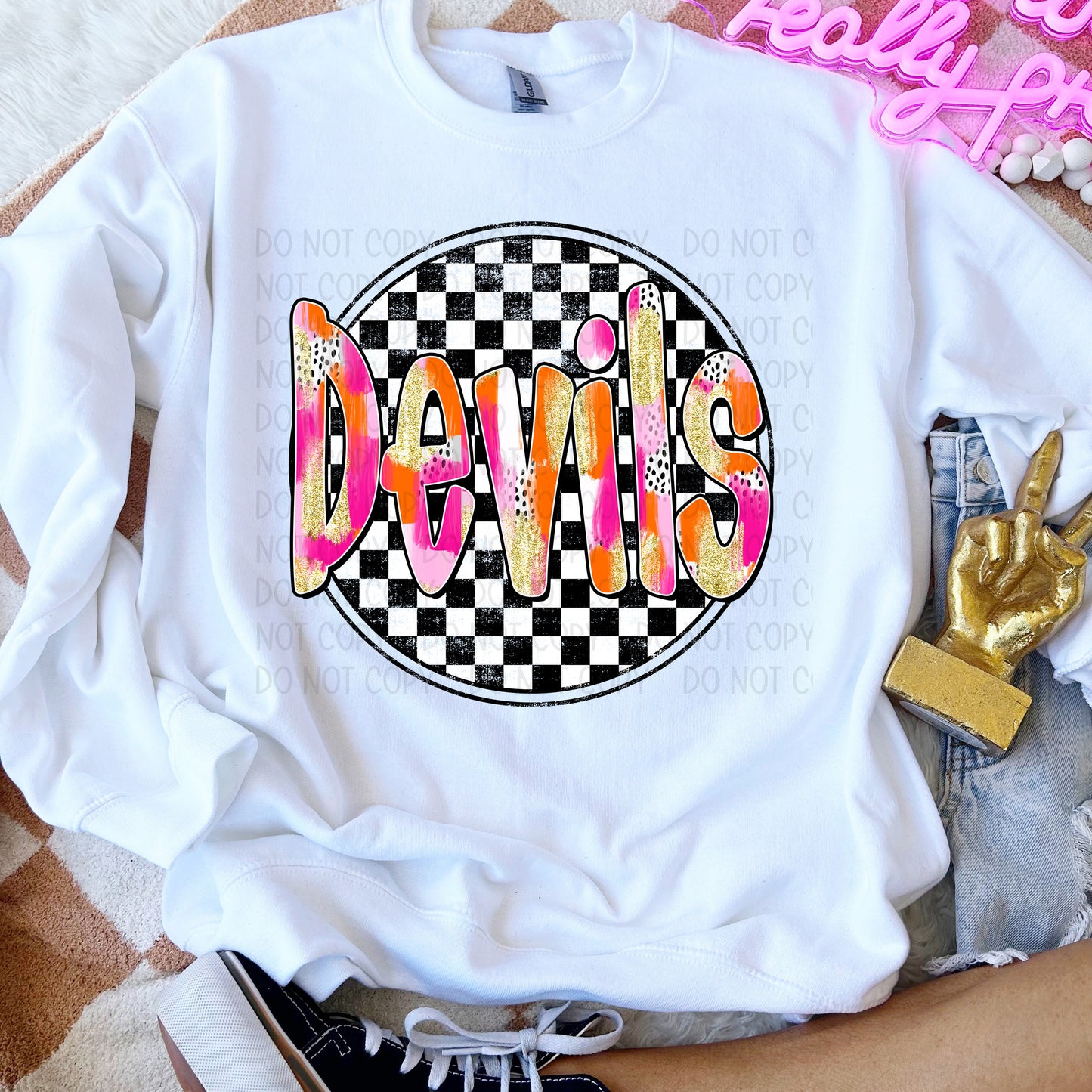 Preppy Checker Mascots DTF Transfer