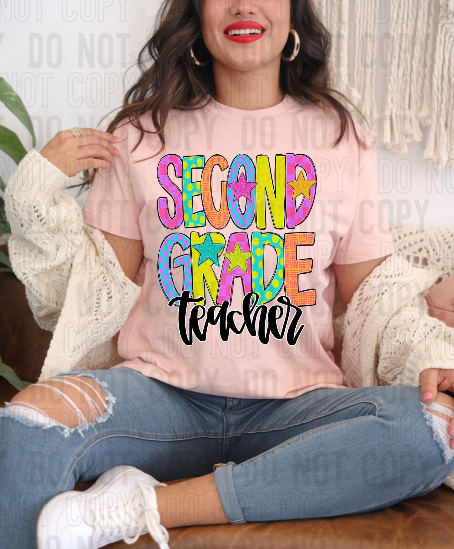Second Grade Teacher Preppy School DTF Transfer