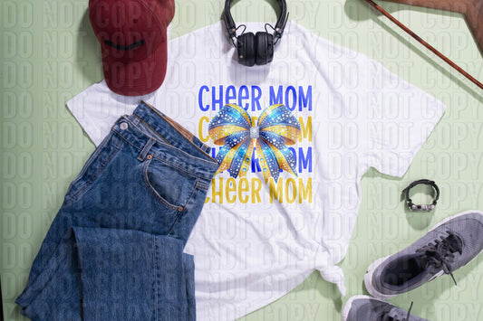 Cheer Mom Royal Blue Yellow DTF Transfer
