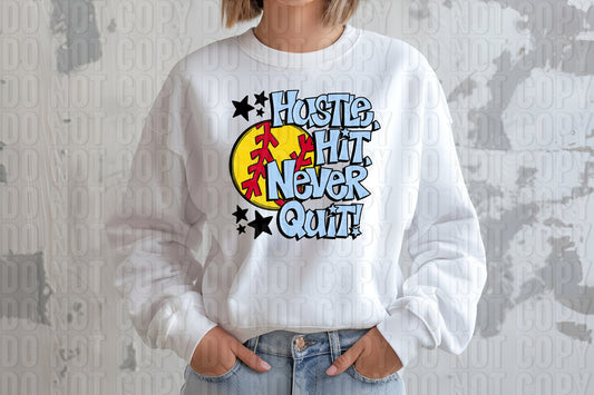 Hustle Hit Softball Carolina Blue DTF Transfer