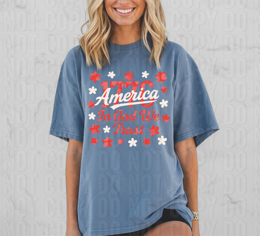 1776 America In God We Trust DTF Transfer