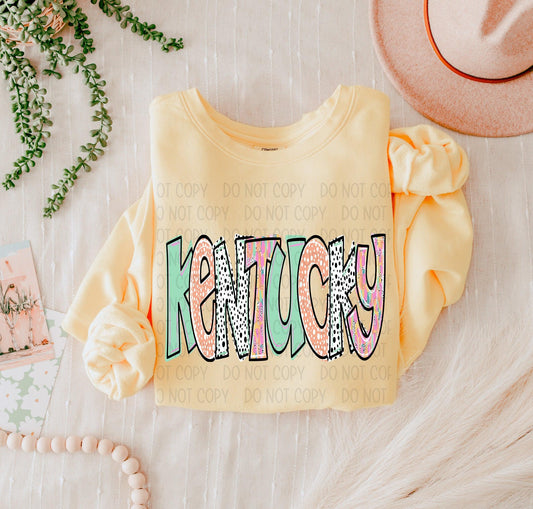 Kentucky Bright Doodle State DTF Transfer