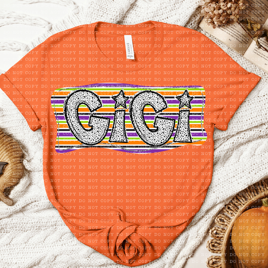 Gigi Halloween Dotted Name DTF Transfer