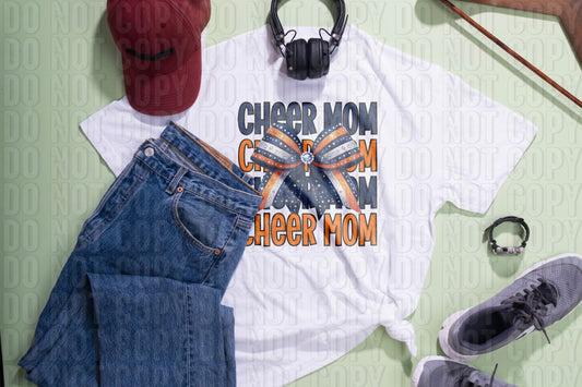 Cheer Mom Navy Orange DTF Transfer