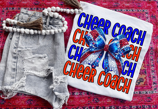 Cheer Coach Red Blue Bow DTF Transfer