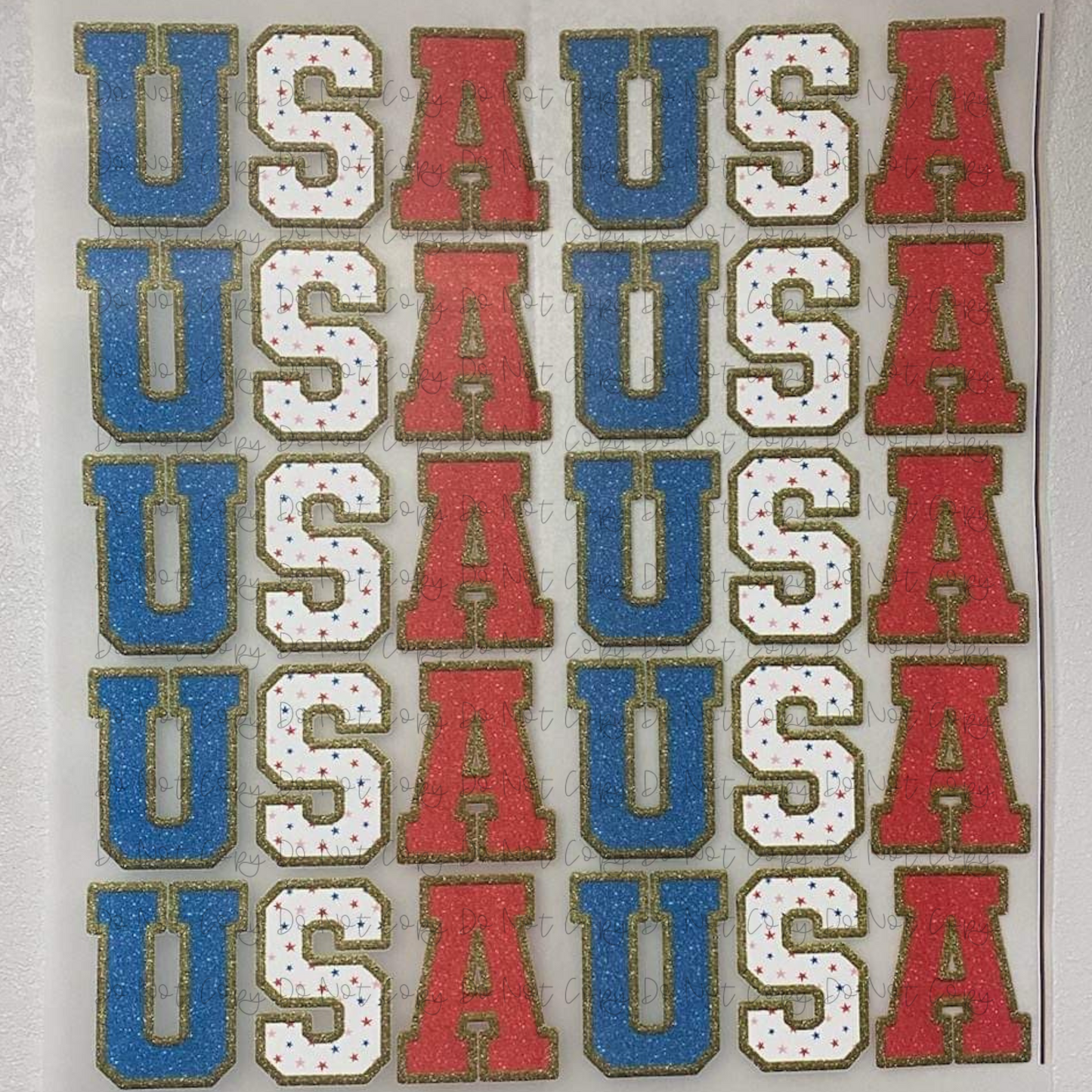 USA Faux Chenille DTF Premade Gang Sheet (10 adult transfers)