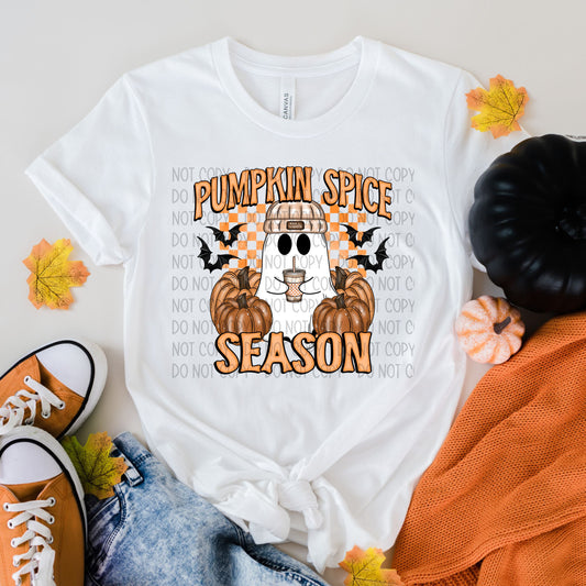 Pumpkin Spice Season Orange Checkered DTF Transfer