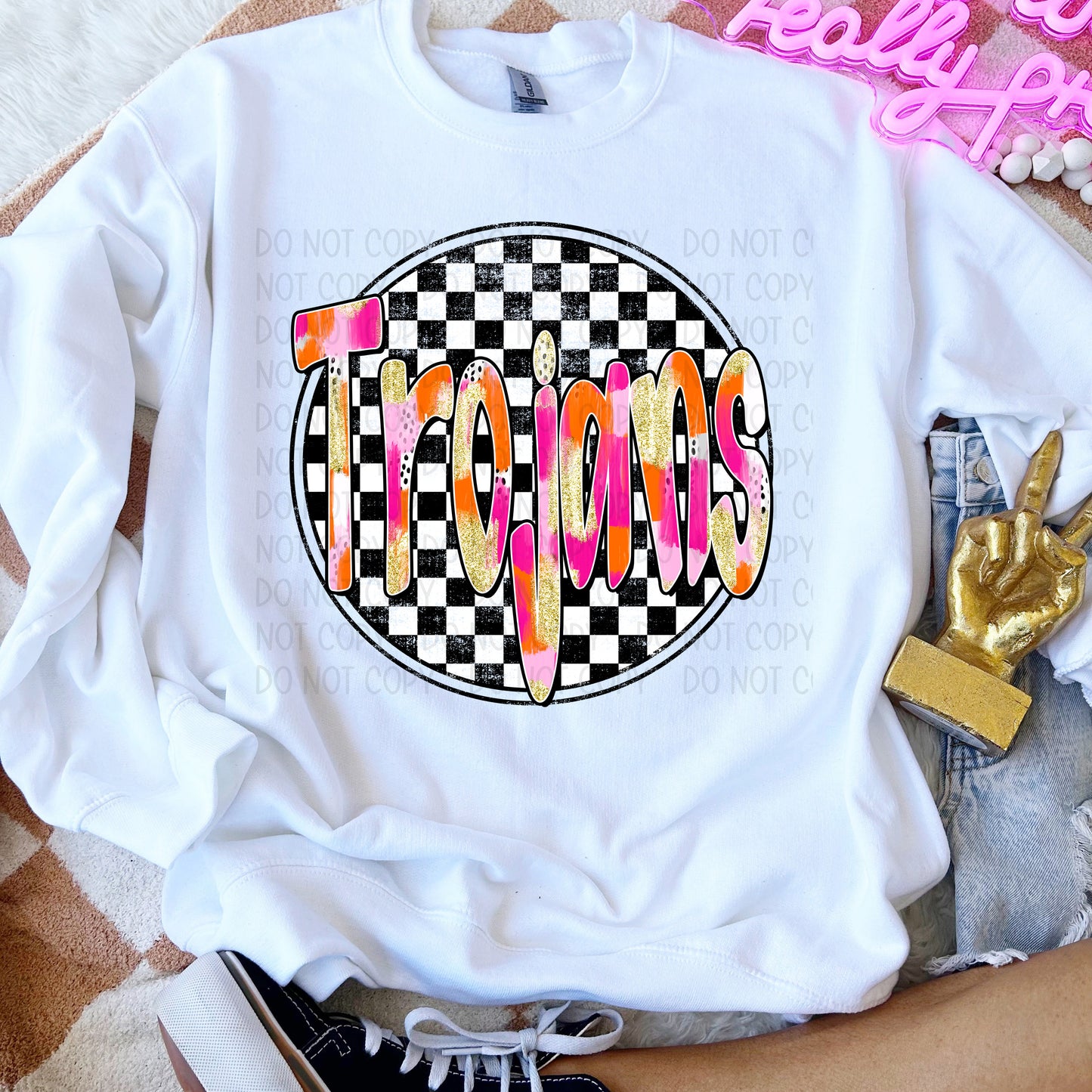 Preppy Checker Mascots DTF Transfer