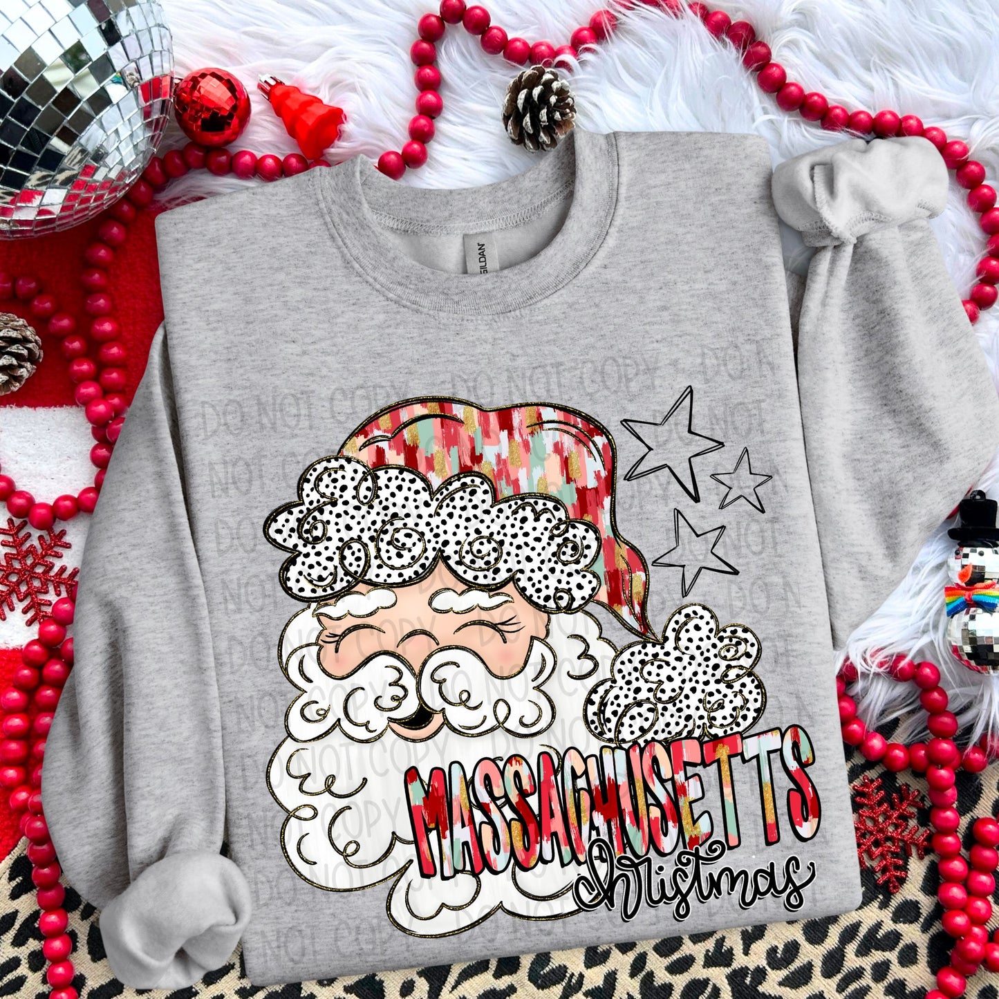 Santa Brushstroke States DTF Transfer