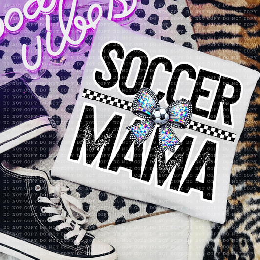 Soccer Mama Rhinestone Bow DTF Transfer