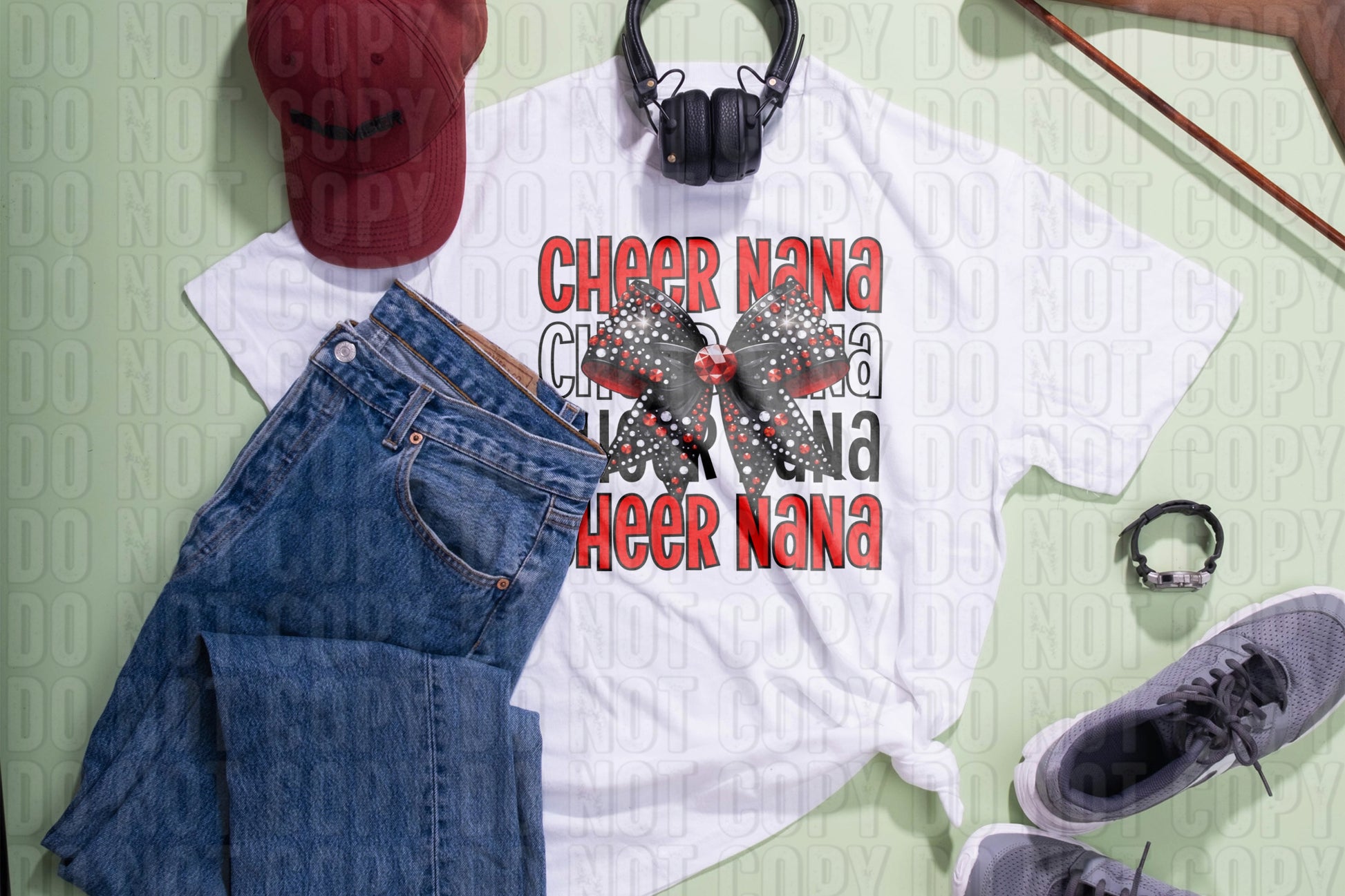 Cheer Nana Red Black DTF Transfer