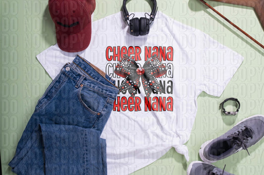 Cheer Nana Red Black DTF Transfer
