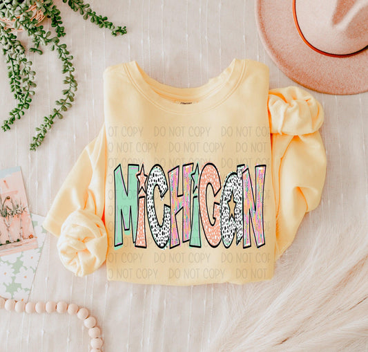 Michigan Bright Doodle State DTF Transfer