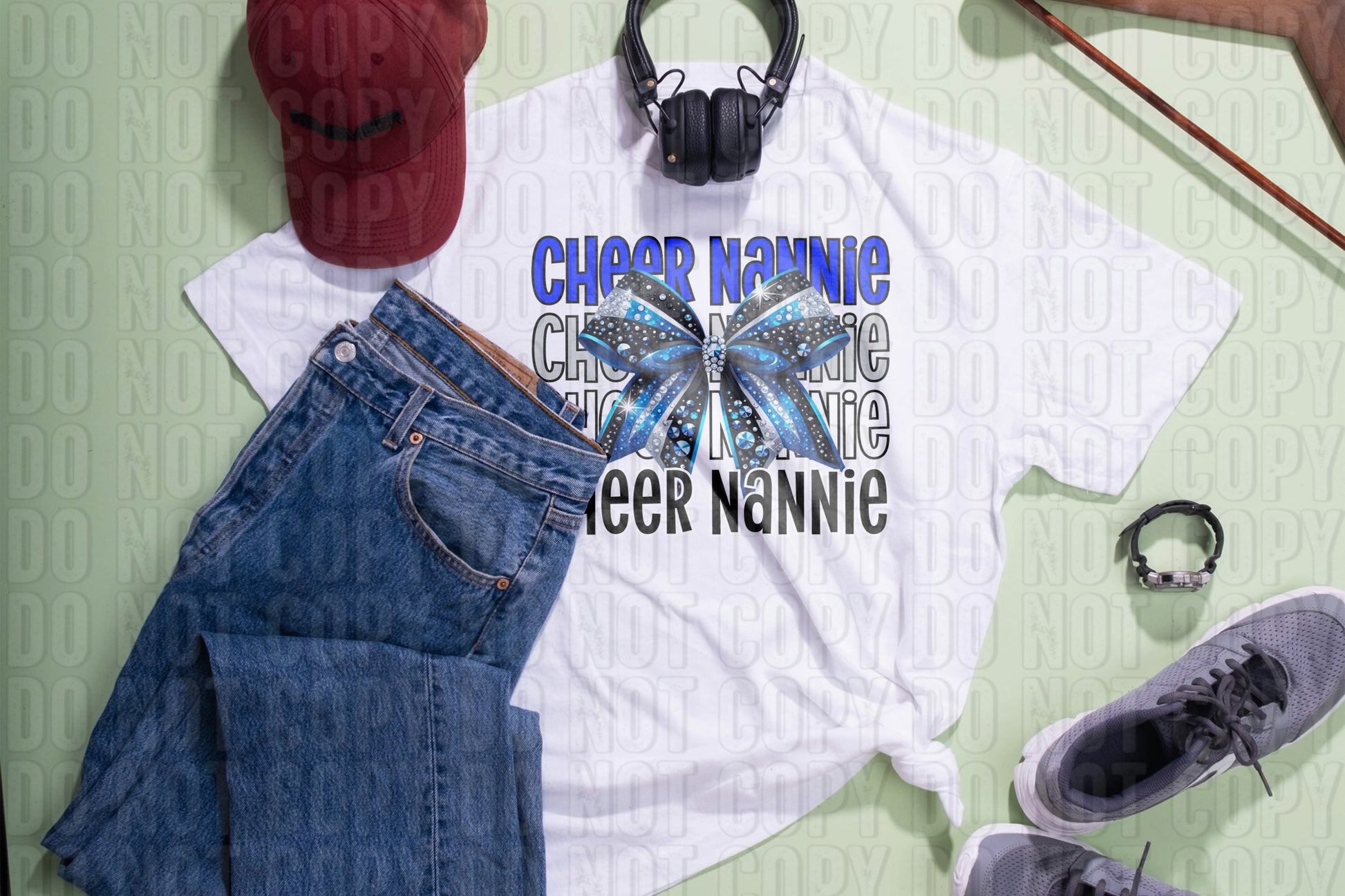 Cheer Nannie Royal Blue Black DTF Transfer